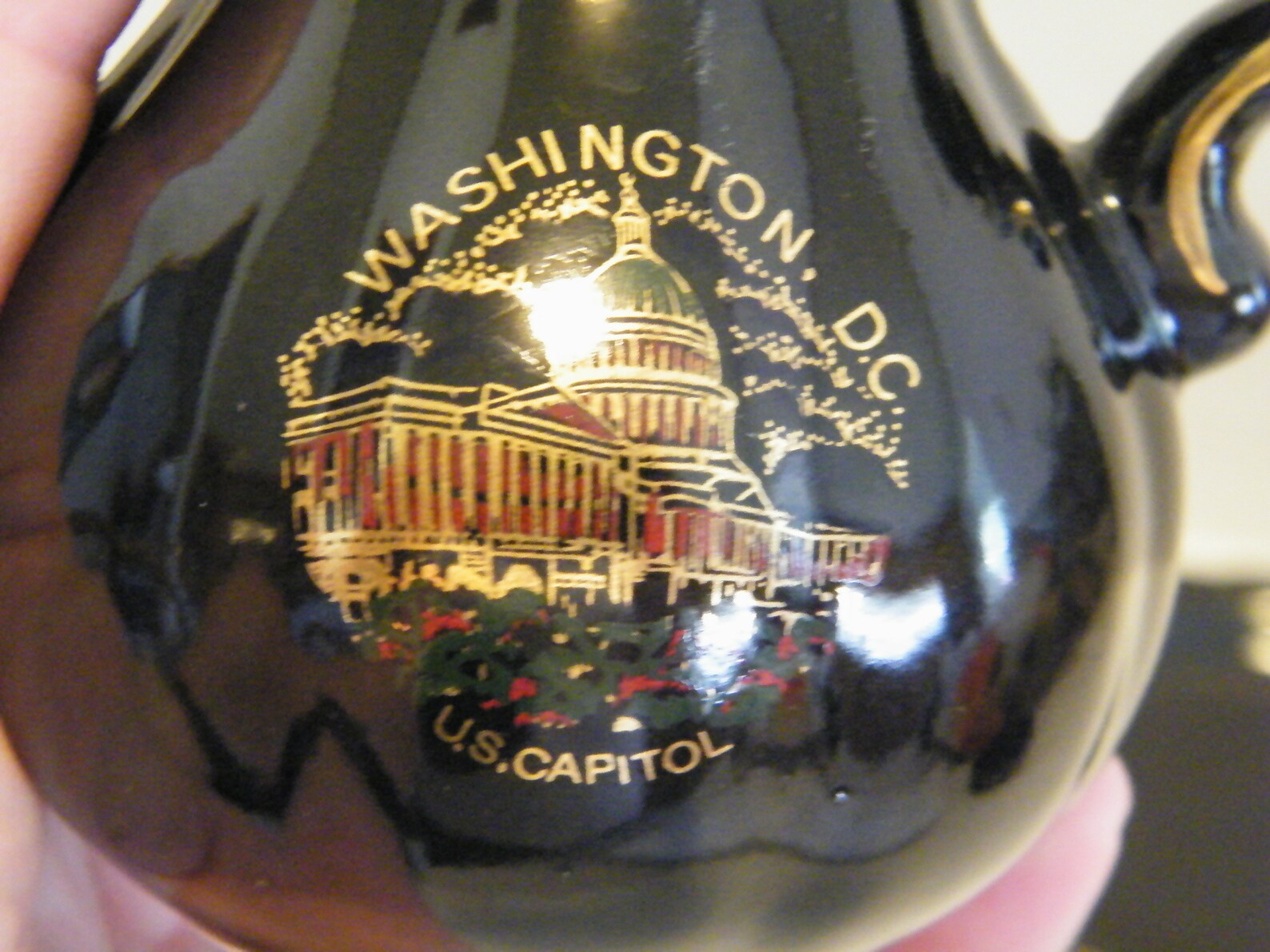 Washington DC Souvenir Creamer and saucer in Black Porcelain Etsy