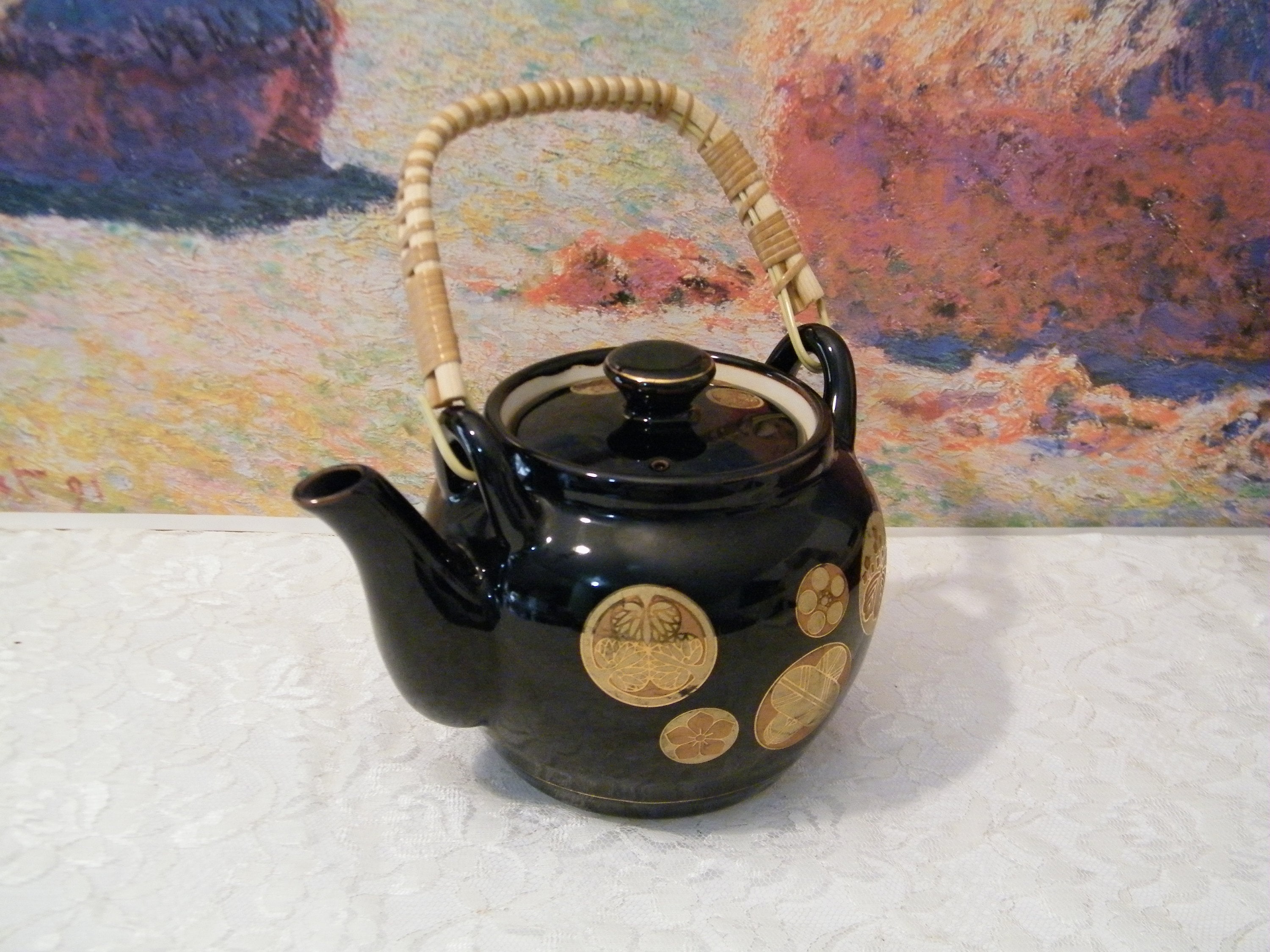 Japanese Teapot w Bamboo Handle Vintage Mid Century Made in Etsy