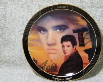 Elvis Plate Heart Break Hotel is the August Release in Rockin Through The Year Series, Original box NO COA