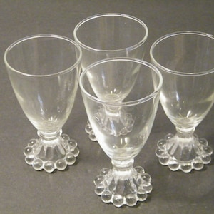 4 Berwick Juice or Wine Glasses from Anchor Hocking, Vintage 1950s Boopie Style 4 ounce glasses