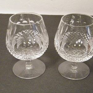 2 Waterford Colleen Brandy Snifter Glasses foil labels missing, Vintage pair of previously owned Crystal Stemware, collectible crystal