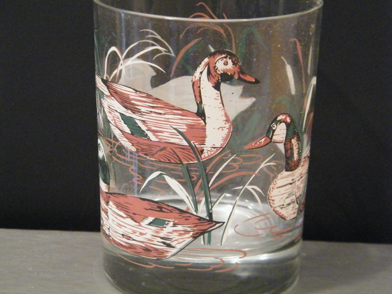 4 Old Fashioned Glasses with Ducks design Vintage NIB Etsy