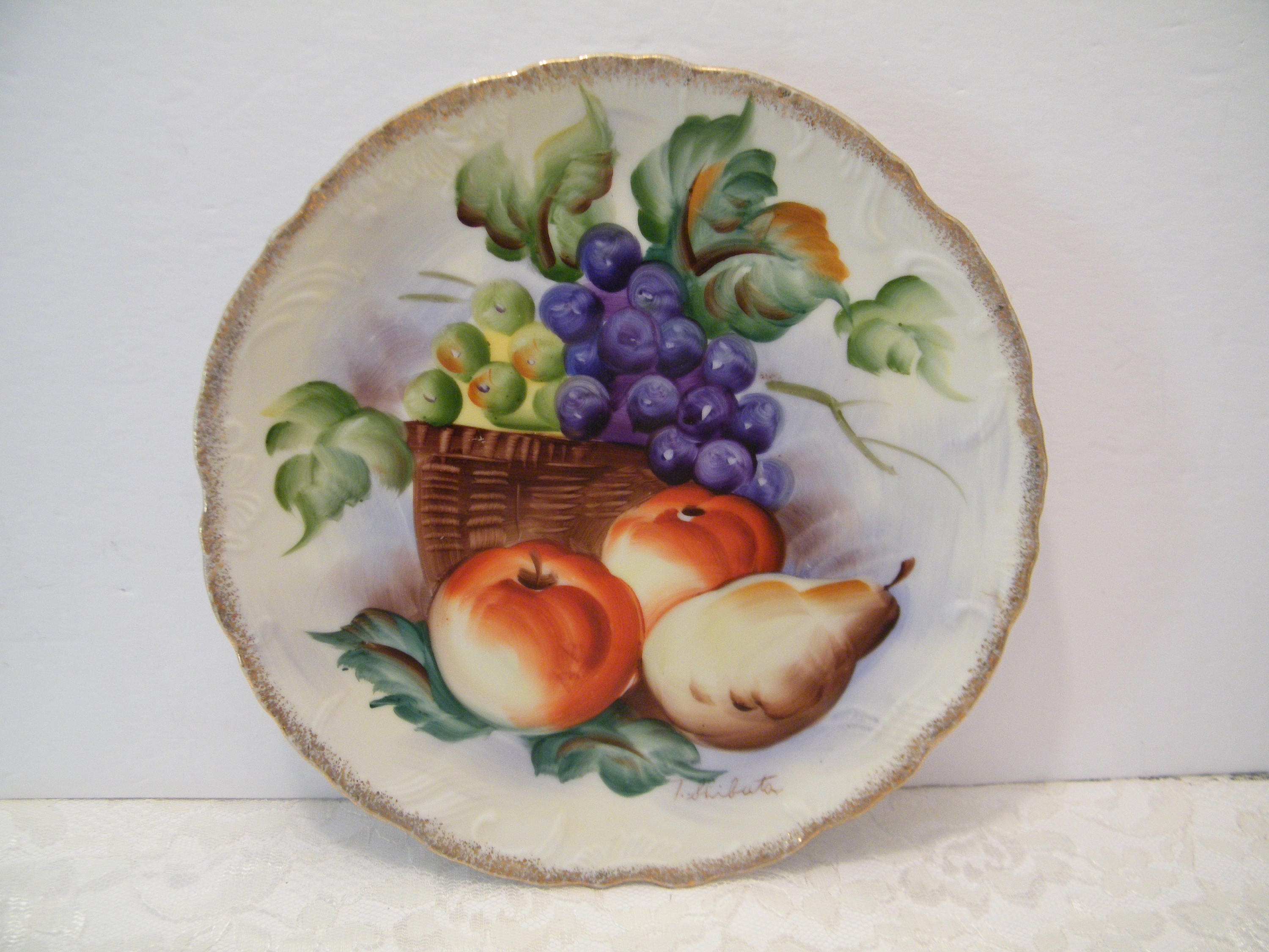 Hand Painted Fruit Still Life Art by T Shibuta, Vintage Japanese