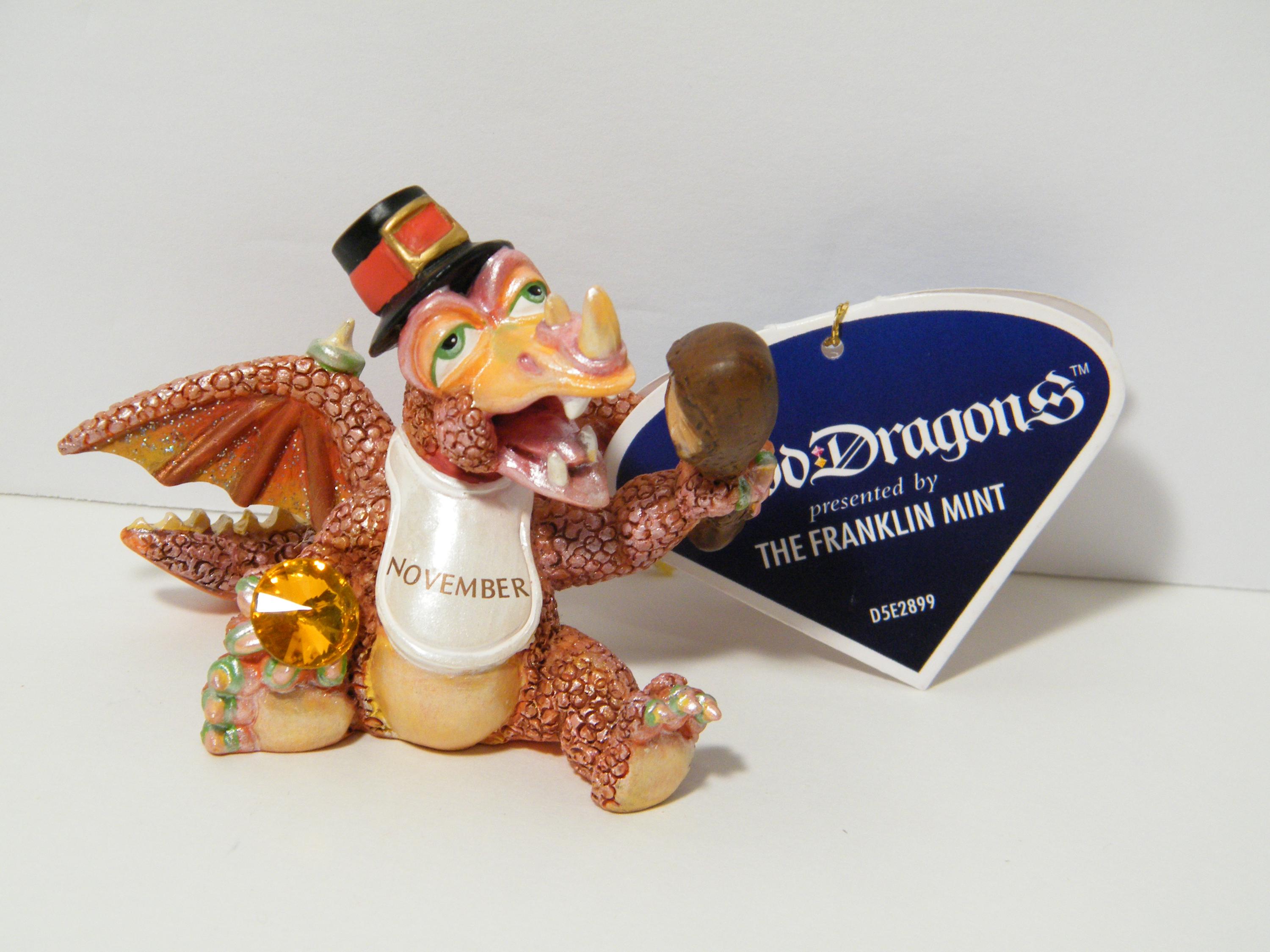 RARE Thanksgiving Mood Dragon Plenty From Franklin Mint 2000, Cute