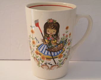 Mary Quite Contrary Mug, Vintage Childrens Nursery Rhyme cup, Royal Falconware, Hanley, England china, 1940s kids cocoa or milk