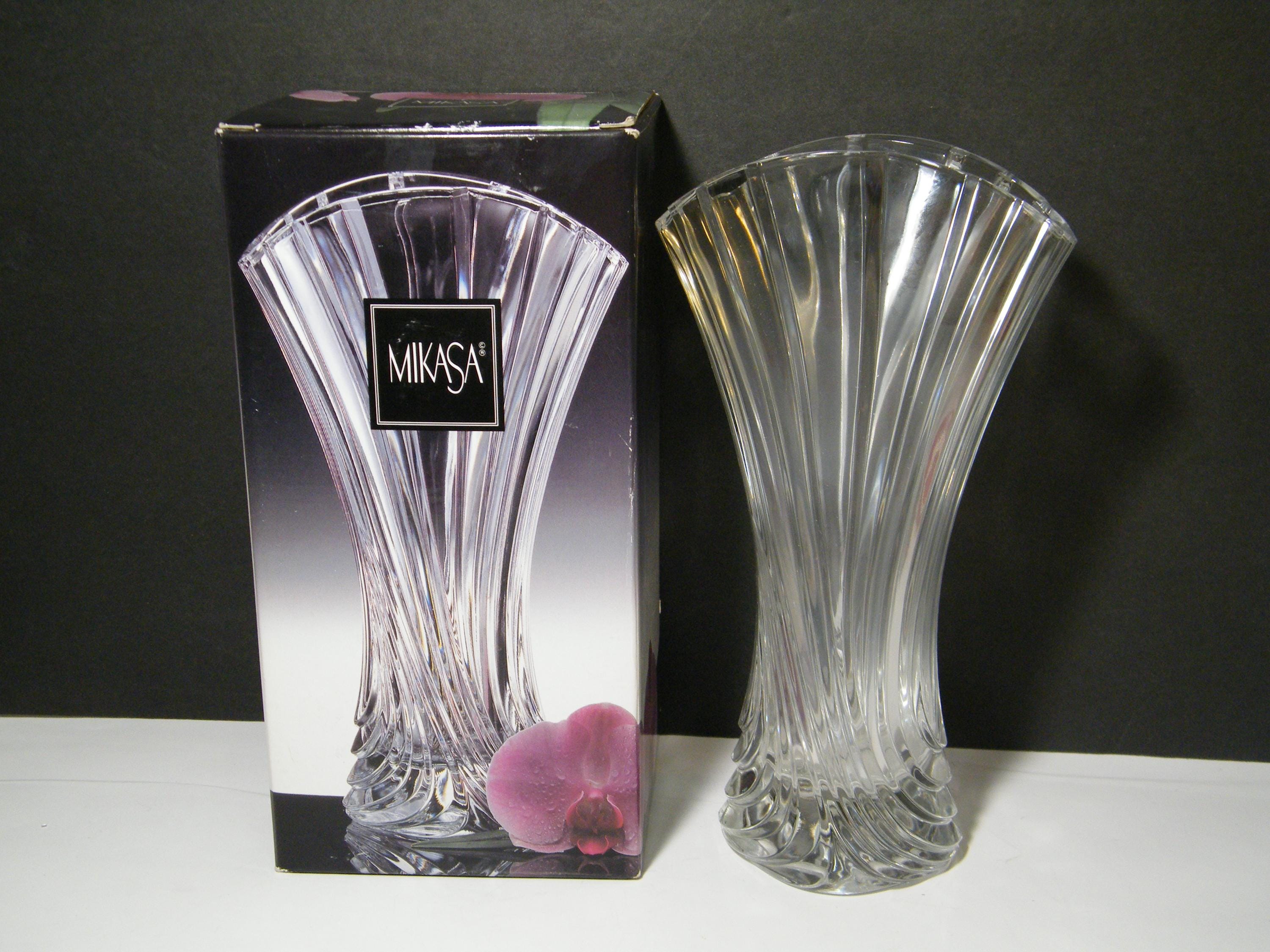 Vintage Mikasa Vase in Original Box, Pretty 10 Inch Tall Ribbed