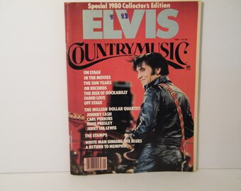 Country Music Elvis Magazine 1980, Vintage Collectors Edition of February issue features King of Rock N Roll, well read used copy