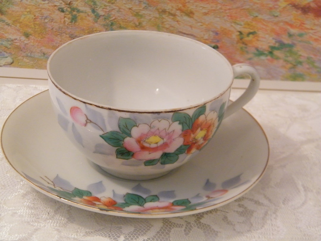 4 Sets Occupied Japan Cups and Saucers Floral Pattern Vintage Etsy
