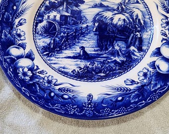 佐助さま♡ロイヤルブルー Royal Stafford Hayride Blue Dinner Plate, Vintage USED 11 Inch