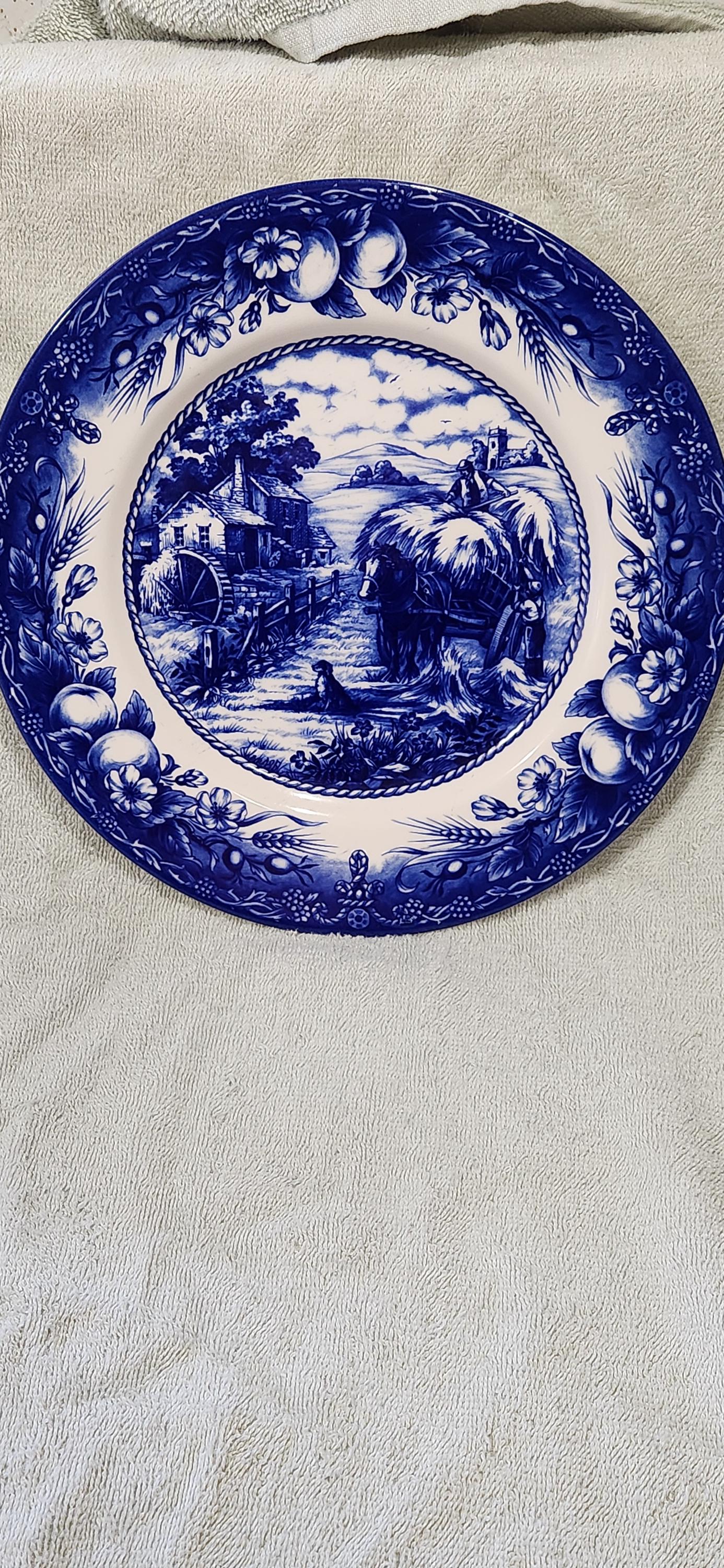佐助さま♡ロイヤルブルー Royal Stafford Hayride Blue Dinner Plate, Vintage USED 11 Inch