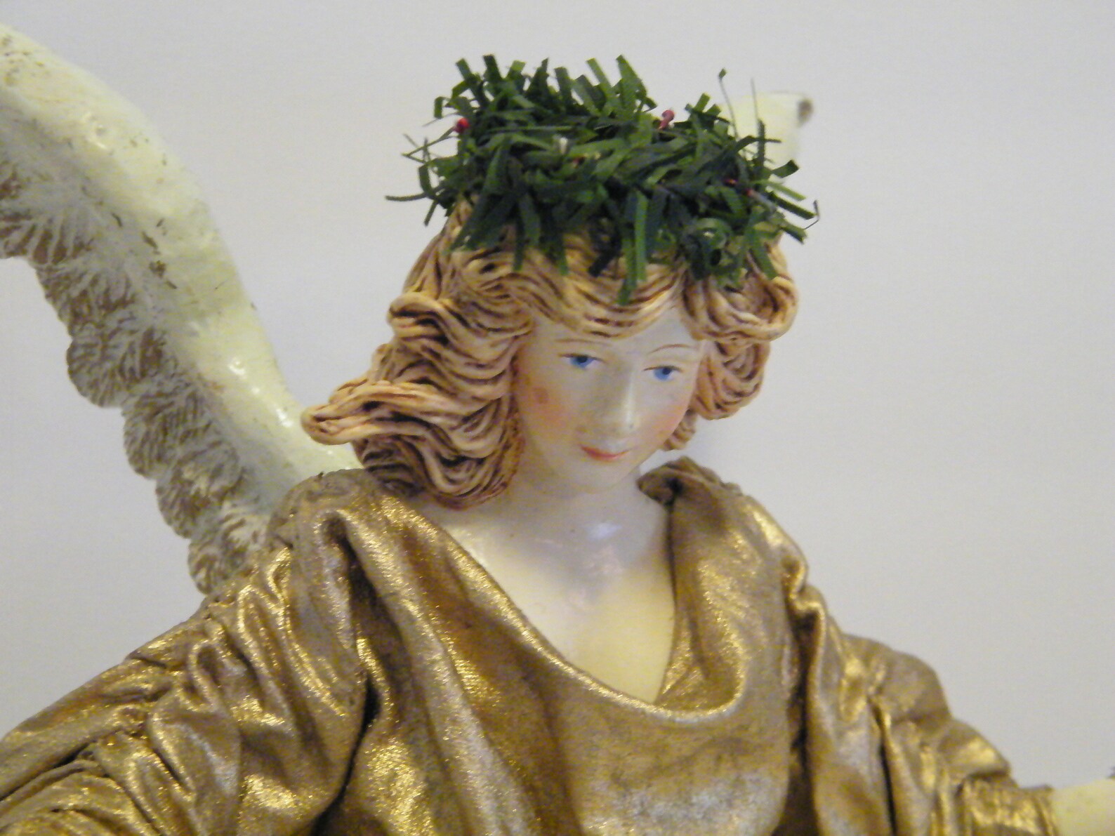 Paper Mache Angel Figurine with scroll Plastic Head Wings Etsy