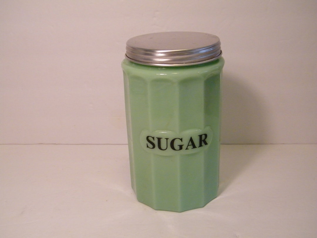 Jadeite Sugar Canister With Aluminum Lid 1 Quart Size Vintage Etsy
