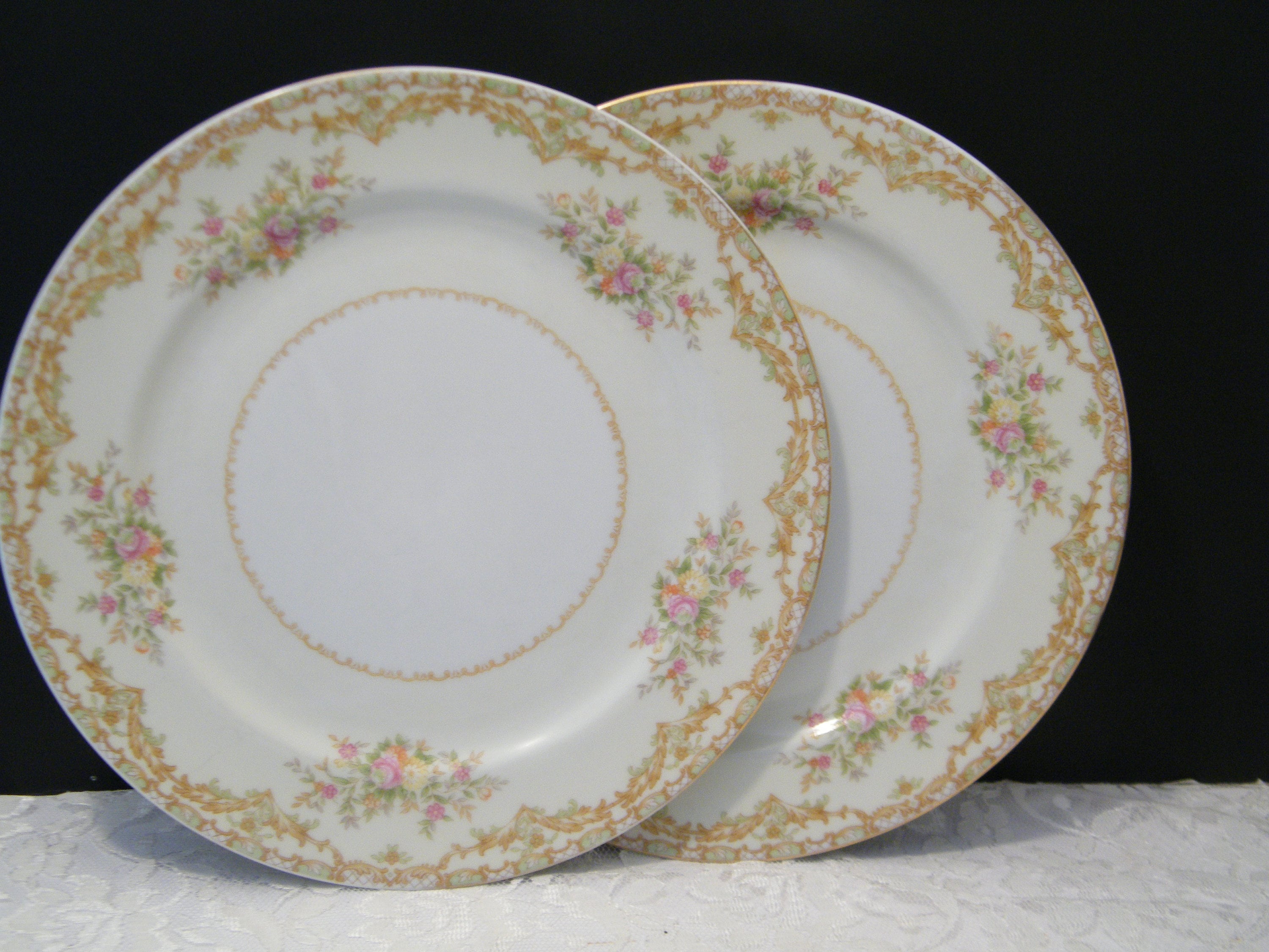 2 Noritake Occupied Japan Dinner Plates Mystery Pattern Etsy