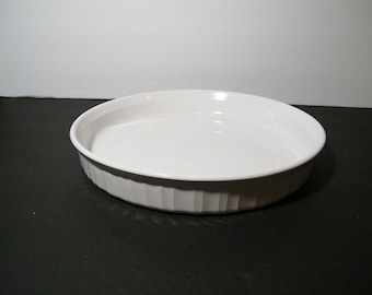 Corning Ware French White Quiche Dish F3B, Vintage 10 inch diameter Ceramic Pan, Gently used, no chips or cracks