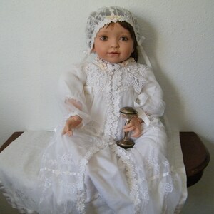 Gloria Morgan Vanderbilt&#39;s Mother as Baby RARE Collector Doll In Original Box, Vintage porcelain 18 in doll in layette, numbered 176 of 2000