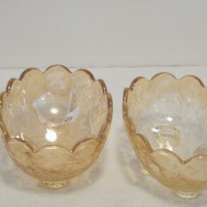 2 Jeannette Floragold Candy Dishes in the Louisa Pattern, Vintage 1950s Glass Bowls for Nuts or snacks, lovely trinket dishes