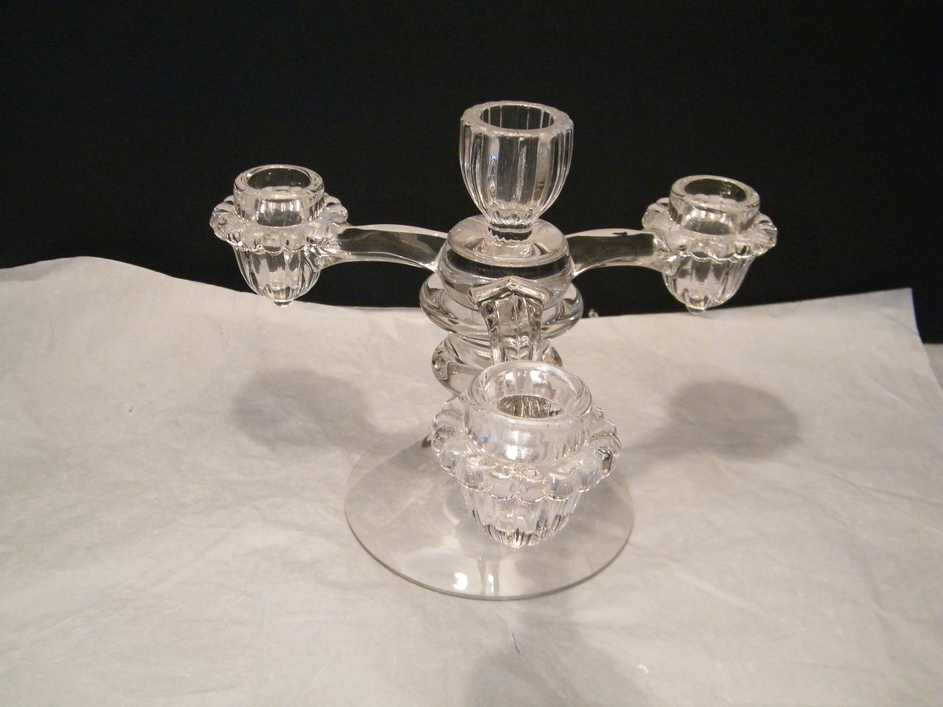 4 Stem Candelabra Clear Glass 2 part Lighting vintage effilé Etsy