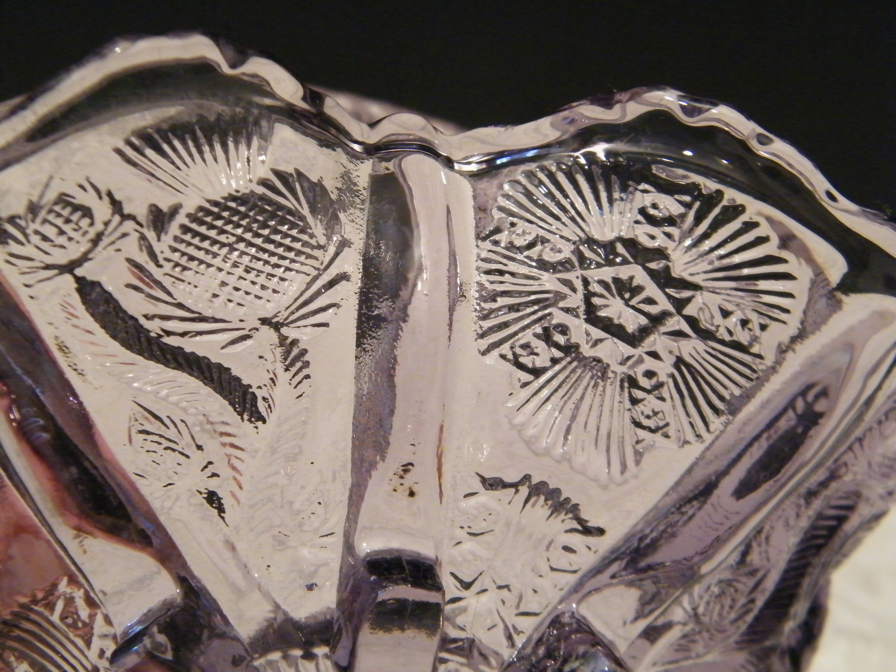 Fenton Anniversary Thistle Pattern Amethyst Glass Basket