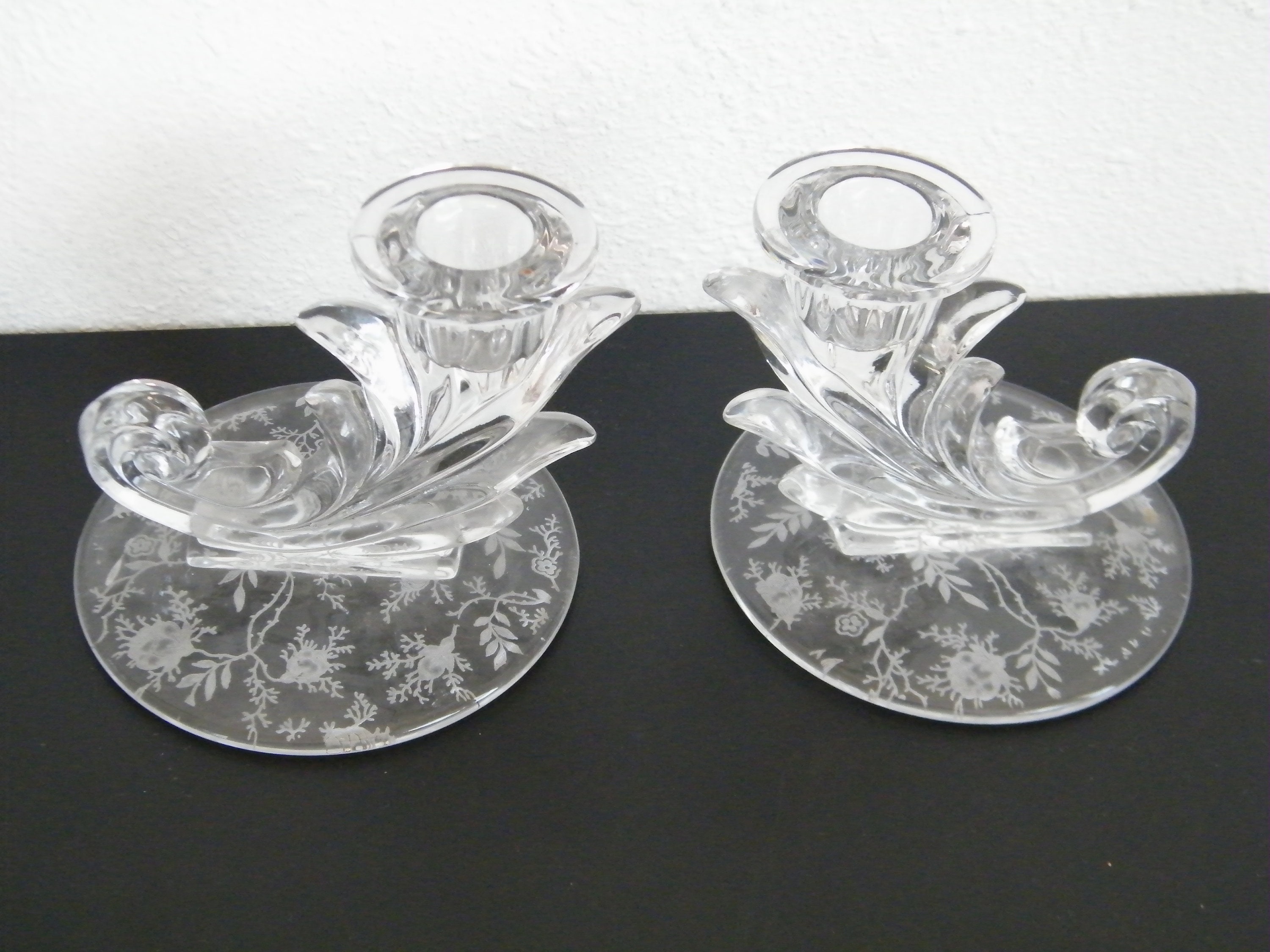 Fostoria Bouquet Etched Candle Holders