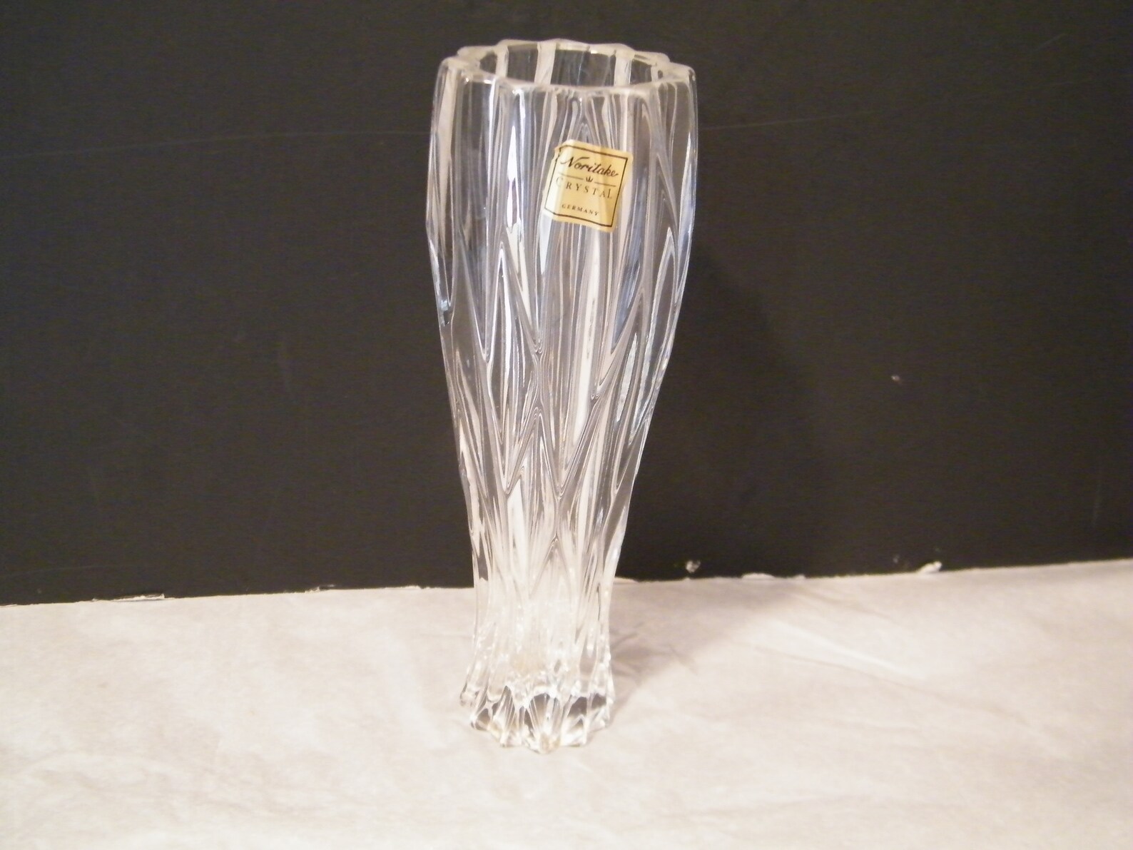 Noritake Crystal Bud Vase Satin Leaves Vintage NIB Made in Etsy