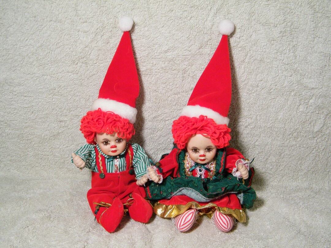 Vintage Marie Osmond Jingle and Belle Porcelain Christmas Dolls