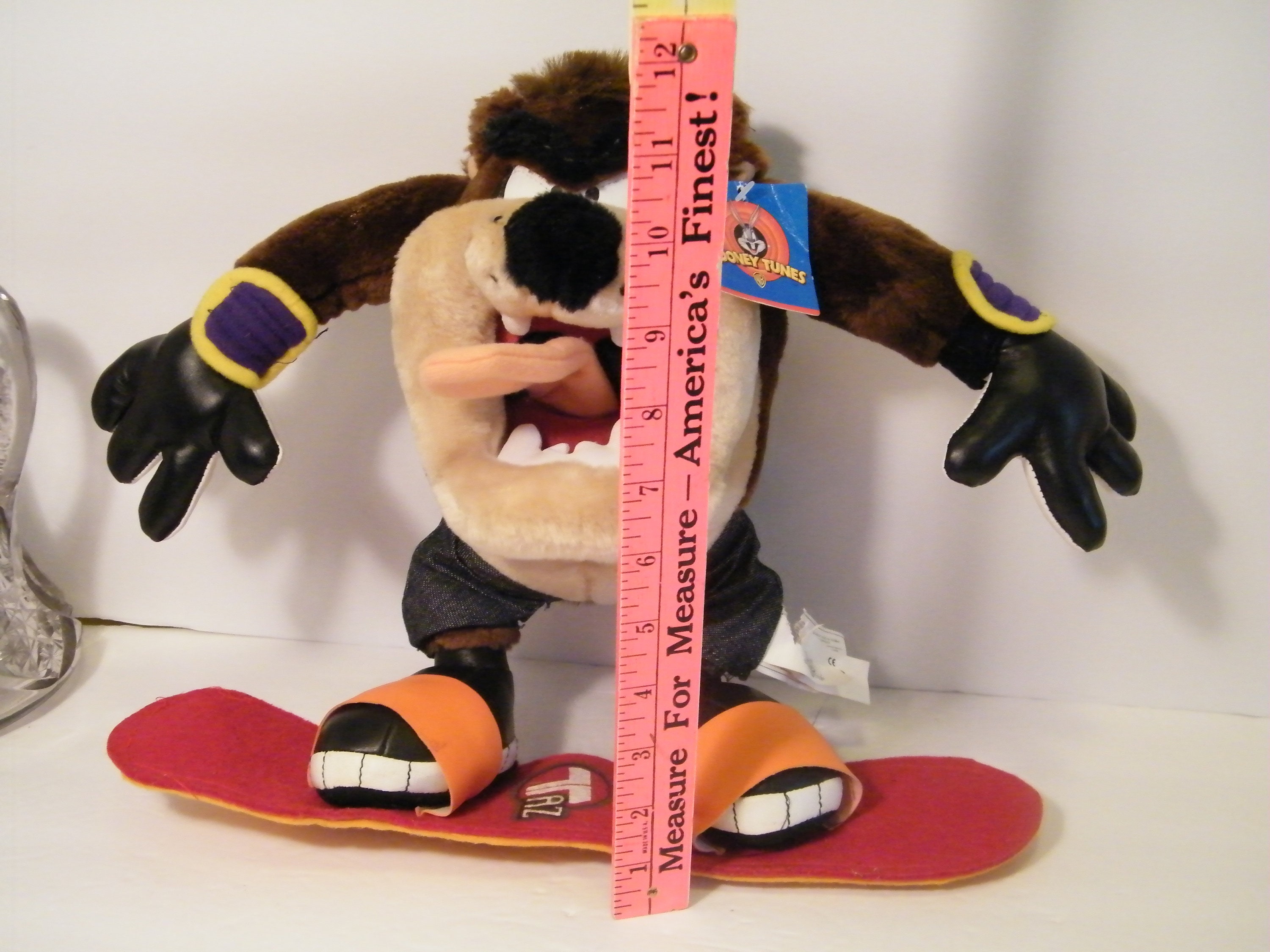 Taz Tasmanian Devil Plush on Skateboard From Looney Tunes With