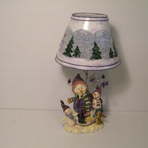 Christmas Winter Snowman Tea Light Candle Lamp from Home Interiors, Vintage Holiday lighting