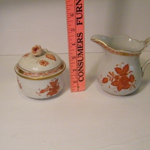 Herand Chinese Bouquet Rust Full Size Creamer and Covered Sugar Bowl Set, Hard to find set in Rust pattern, hand painted, numbered 1663 AOG image 8