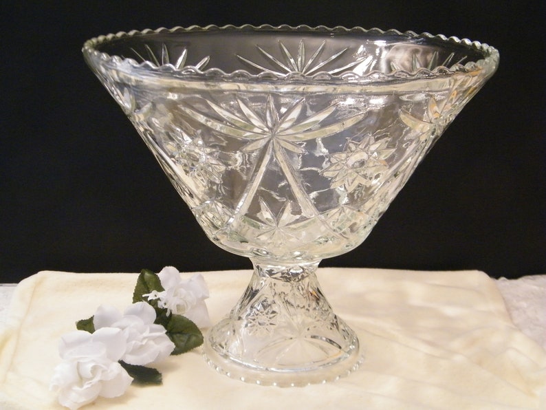 Anchor Hocking EAPG Star of David Punch Bowl With Stand and 11 Etsy