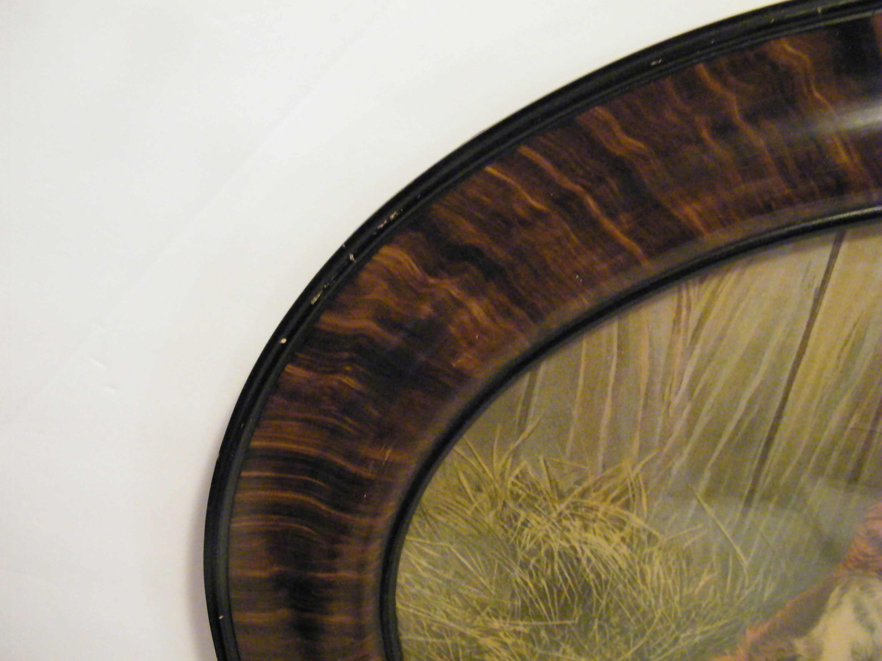 Large Oval Tiger Wood Frame With Antique Portrait Girl and Etsy