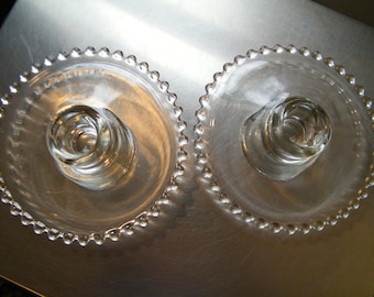 Imperial Glass Candlewick Crystal Candle Holders, Vintage Elegance for Wedding or Romantic Dinner, mid century lighting