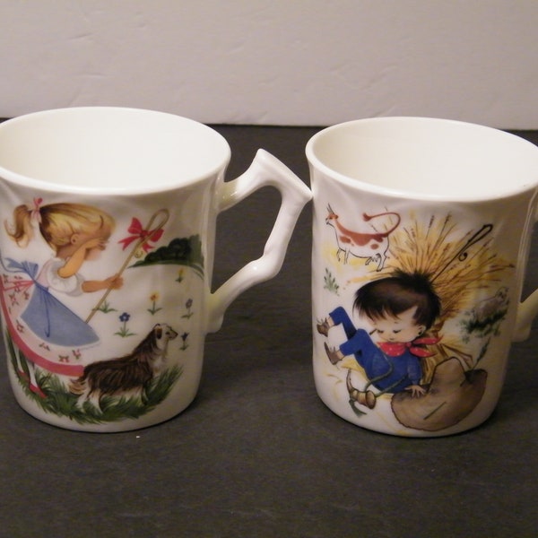 CHOICE Child Nursery Rhyme Mugs by Aynsley China, England, Hard to find Little Bo Peep or Little Boy Blue  milk or hot cocoa cups