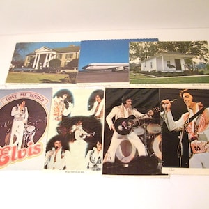 Collection instantanée de 7 cartes postales Elvis, lot de souvenirs vintage d'Elvis Presley, très bon état