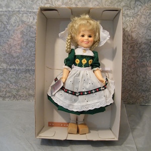 Shirley Temple Doll Heidi by Ideal Toys, Vintage 1982 Like New 12 inch tall collectible, sweet gift for her, wooden shoes