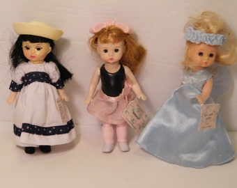 3 Madame Alexander Mini Dolls made for McDonalds, Previously displayed all with wrist tags Ballerina, Setting Sail, Wendy and Blue Fairy