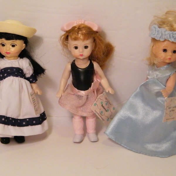 3 Madame Alexander Mini Dolls made for McDonalds, Previously displayed all with wrist tags Ballerina, Setting Sail, Wendy and Blue Fairy
