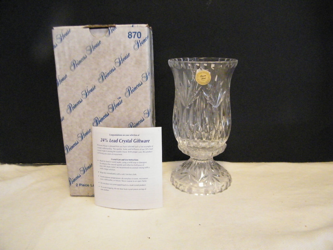 Princess House 2 Piece Lead Crystal Candle Lamp NIB 870, Vintage