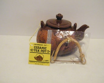 Red Clay Teapot Made by Rockingham Japan, Vintage 1990s pot with Original Tag and Handle in original pack, from Impco, Red Clay home decor,