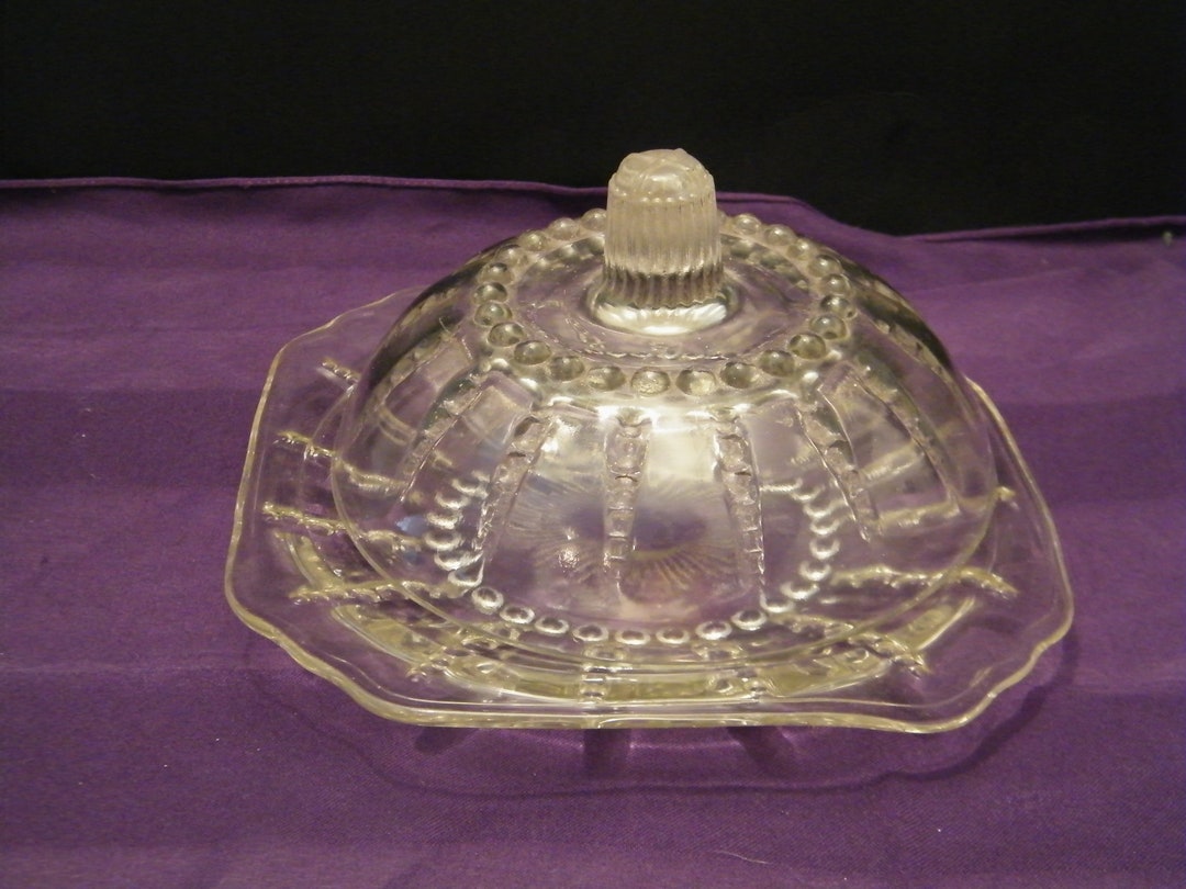 Federal Glass Butter Dish in the Columbia Pattern, Vintage 1940