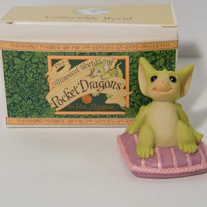 Cushy The Pocket Dragon is in Original Box, 2 inch Tall sculptured figurine is perfect for small space decor, great gift idea