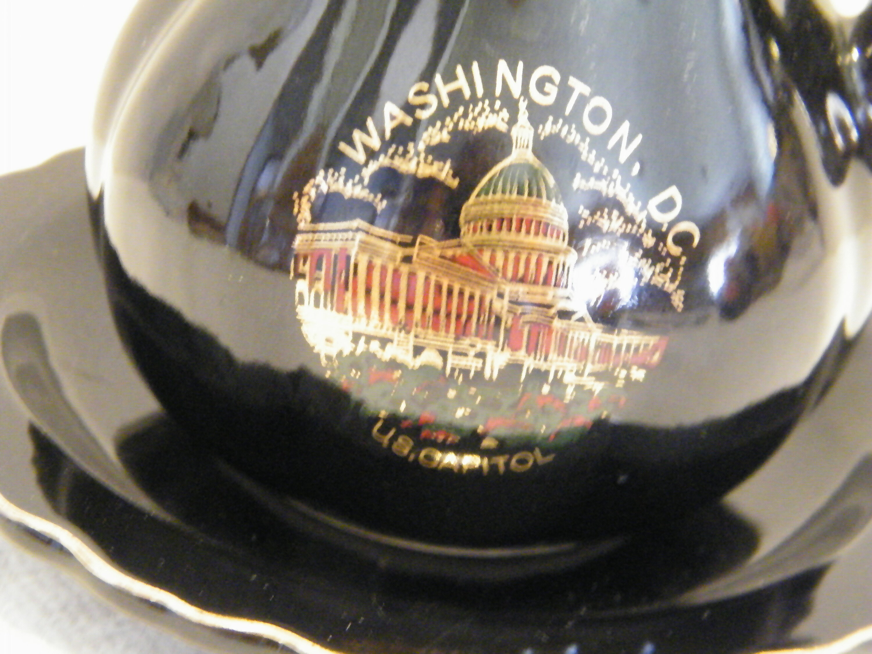 Washington DC Souvenir Creamer and saucer in Black Porcelain Etsy