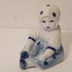 Zsolnay Hungarian Figurine Little Girl Sitting, Near Antique Porcelain Collectible from Old Country, 1960s