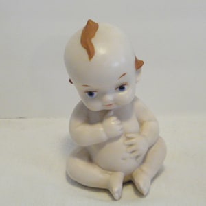 Kewpie Figurine from 1978, Vintage Ceramic 5.5 inch chubby cherub, baby shower, nursery decor