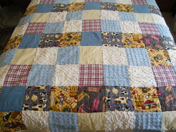 Vintage Handmade Queen Size Quilt Machine Finished, Reversible 63  display picture 1