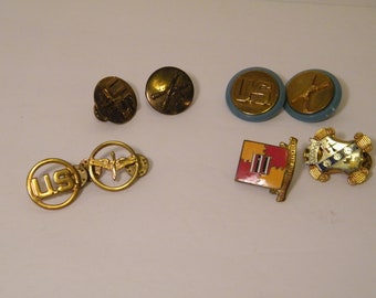 CHOICE U S Military Insignia Lapel Pins, Vintage Army Combat, Aircraft Pilot, and company battalion or civil service badges