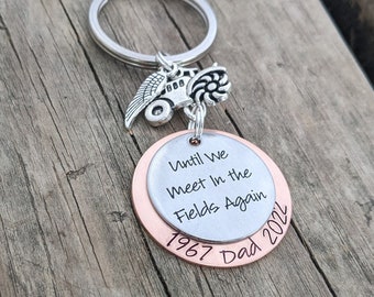 Memorial Farmer Keychain - Memorial Gift - Loss of Dad - Sympathy Gift - Loss of Grandpa - Farming in Heaven - RIP Dad - Farmer Memorial