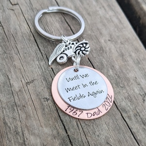 Memorial Farmer Keychain - Memorial Gift - Loss of Dad - Sympathy Gift - Loss of Grandpa - Farming in Heaven - RIP Dad - Farmer Memorial