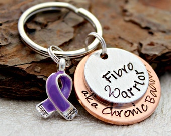 Fibromyalgia Keychain - Fibro Warrior Keychain - Purple Ribbon Keychian - Fibromyalgia Jewelry - Fibromyalgia Awareness - Awareness Keychain