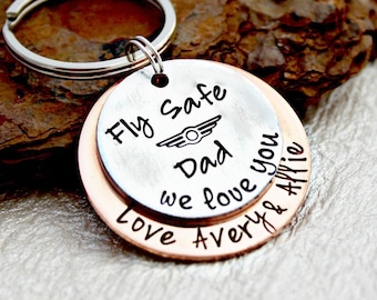 Fly Safe Pilot Keychain - Flight Attendant Gift - Pilot Gift - Fly Safe Gift - Flight Attendant Gift - Travel Safe Gift - Commercial Pilot