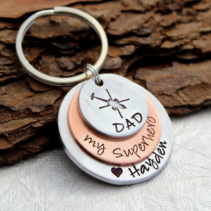 Helicopter Pilot Keychain - Dad Keychain - Marine Flight Keychain - Deployment Gift - Military Pilot Dad - Helicopter Keychain - Pilot Gift
